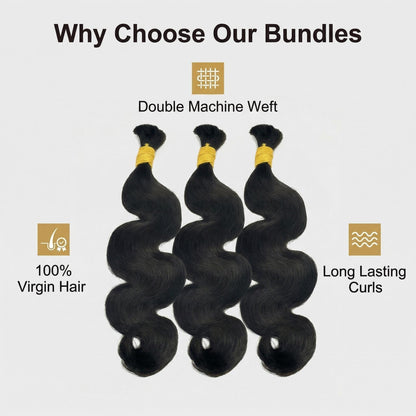 Virgin Body Wave Bulk Human Braiding Hair Natural Color