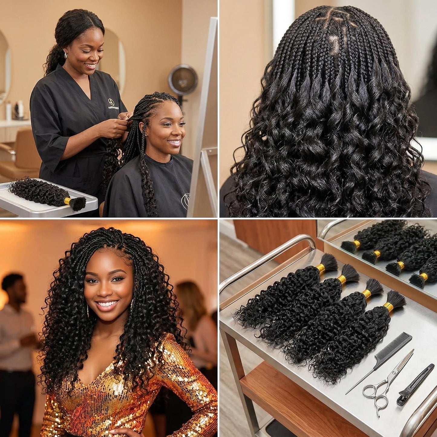 Water Wave Bulk hair Extensions for Braiding Boho Braids