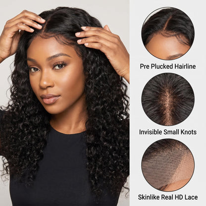 4x4  5x5 6x6 Invisible Water Wave Virgin Hair HD Lace Closure