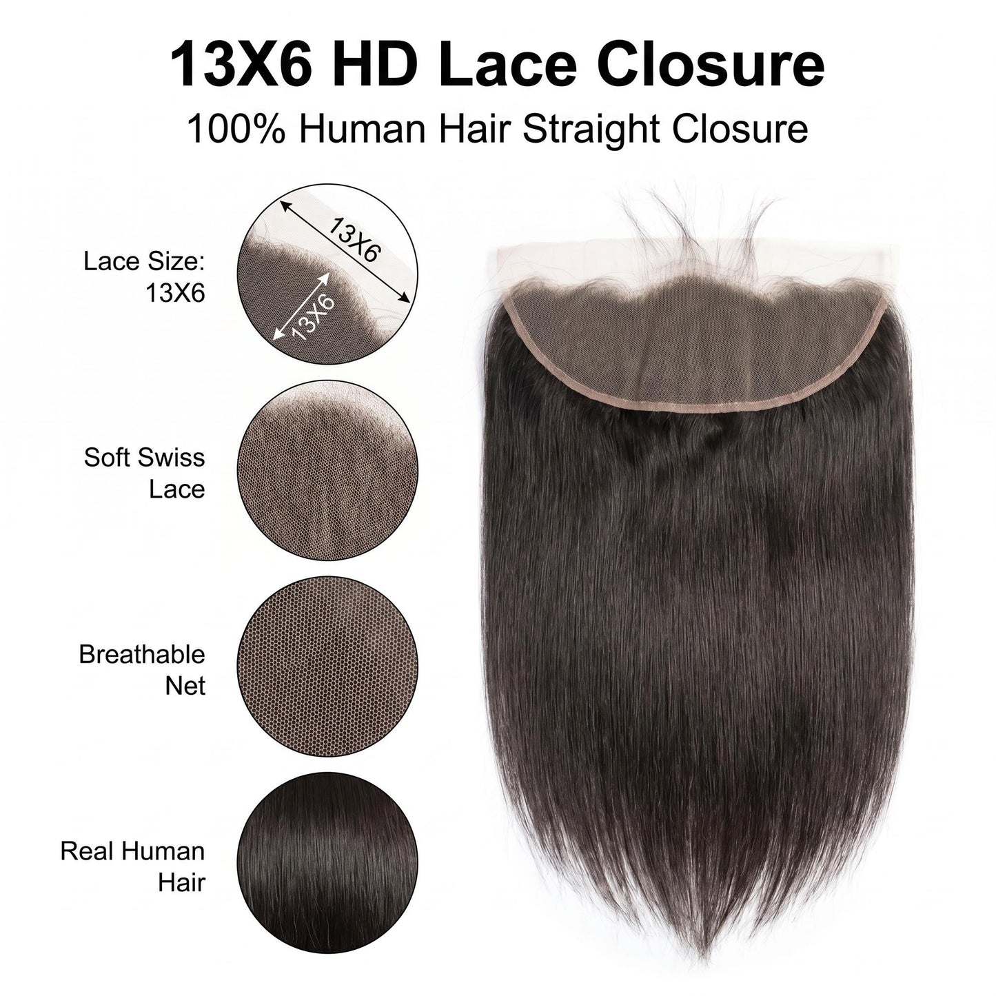 12A 100% Raw Hair Straight Free Part Virgin Hair 13x6 /13x4 Real HD Lace Frontal
