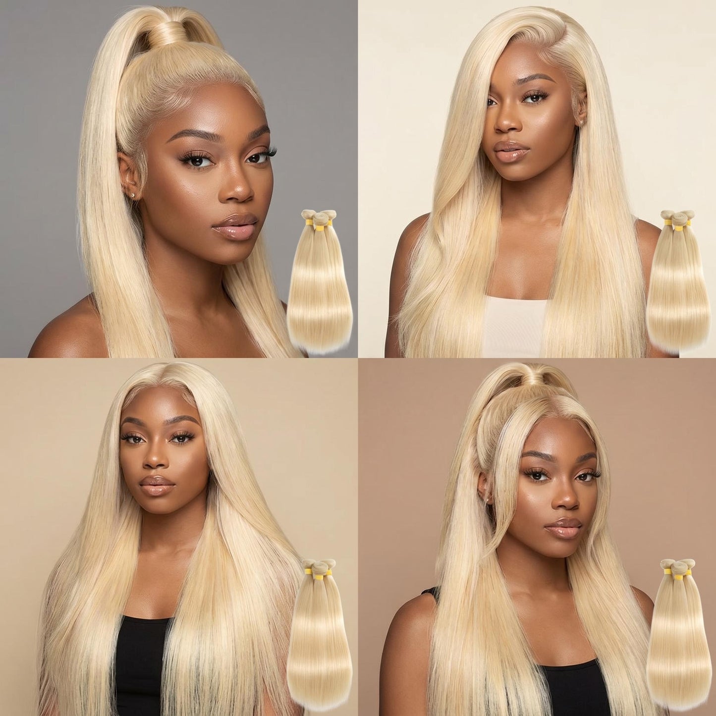 #613 Blonde 100% Virgin Hair 10-26inch Straight Premium Bundle