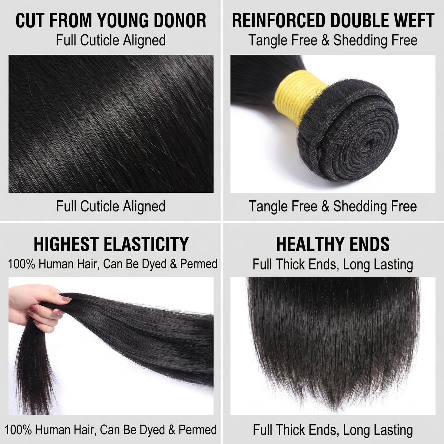 Straight Full End Natural Black Premium Virgin Hair Bundle