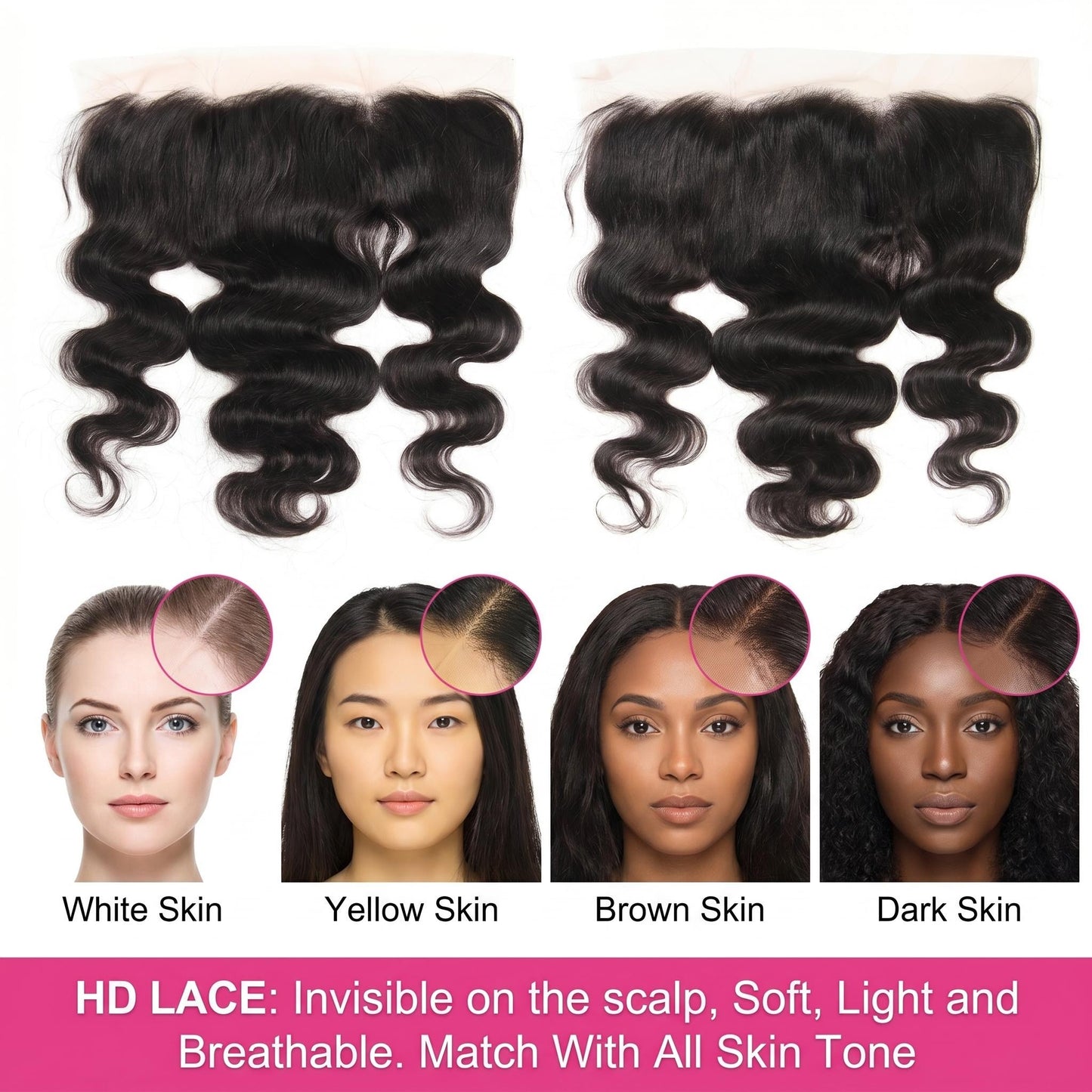 13x6/13X4 Body Wave 12A Virgin Human Hair Real HD Lace Frontal