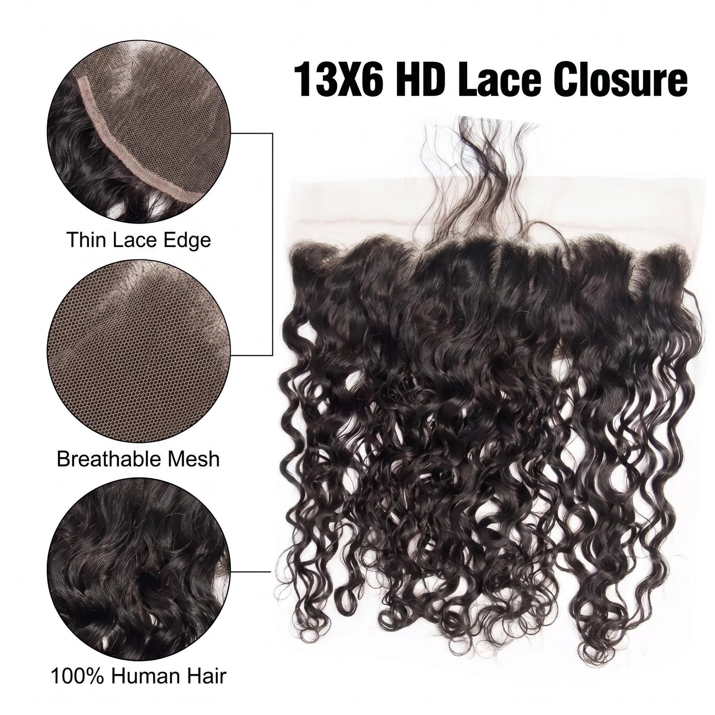 Water Wave Virgin Hair 13x4 13x6 HD Frontal Natural Hairline