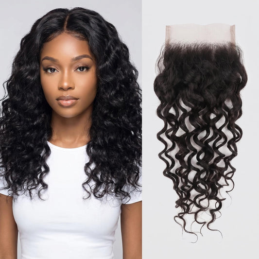 4x4  5x5 6x6 Invisible Water Wave Virgin Hair HD Lace Closure