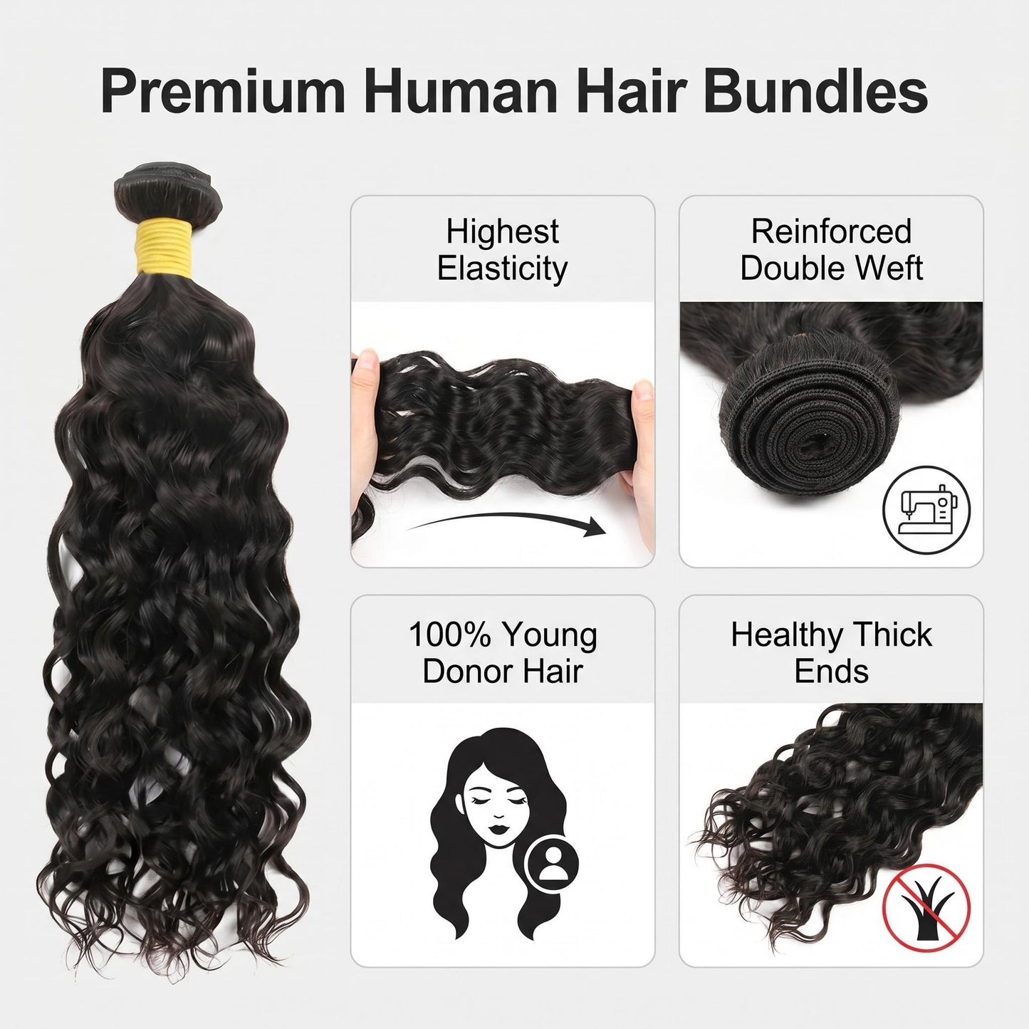 Water Wave Premium Virgin Hair Bundle Bleach-friendly