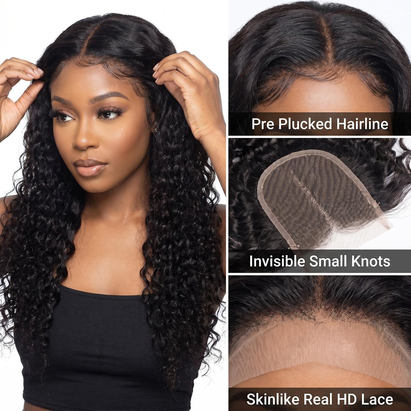 4x4 5x5 6x6 HD Deep Wave 12a Grade Virgin Hair Lace Closure
