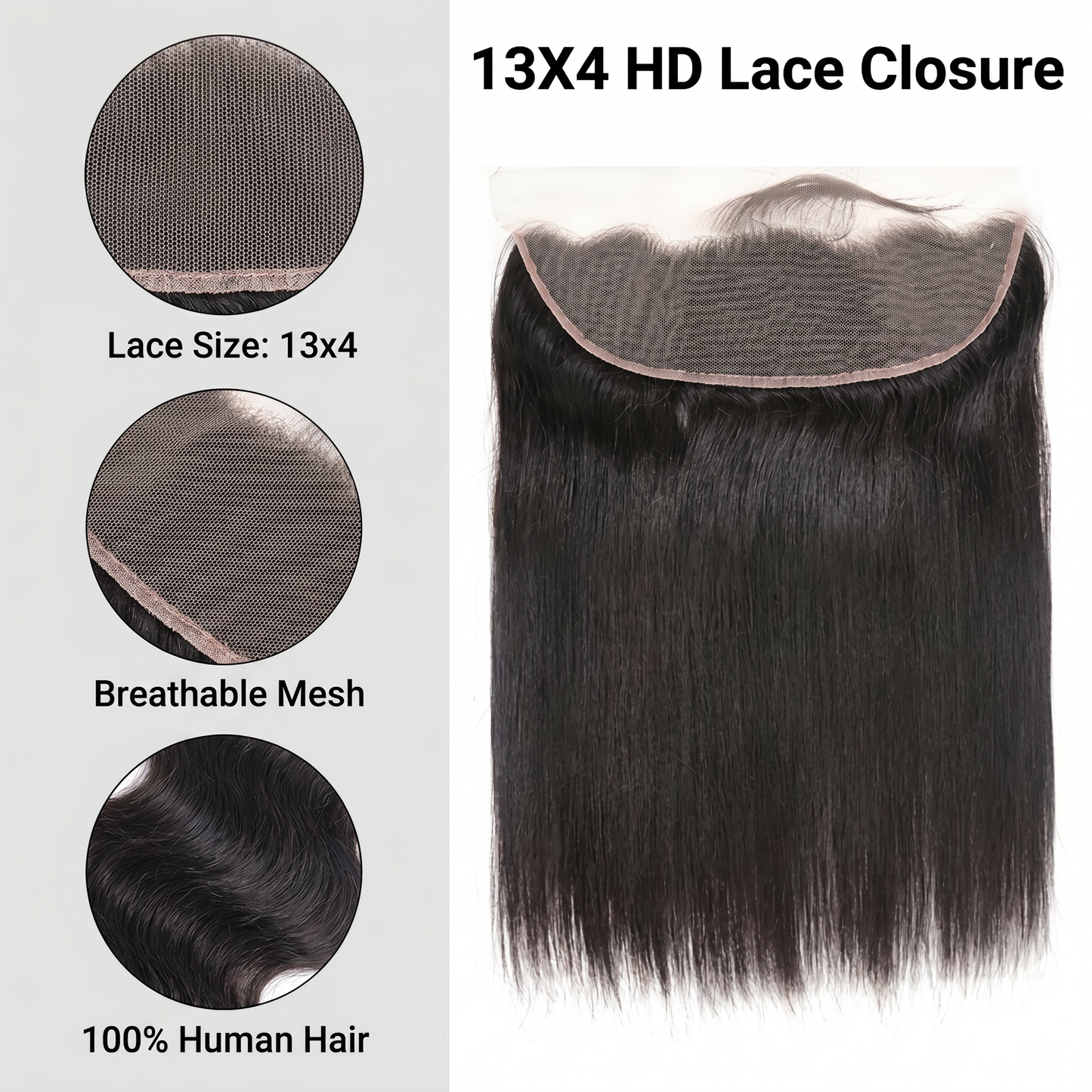 12A 100% Raw Hair Straight Free Part Virgin Hair 13x6 /13x4 Real HD Lace Frontal