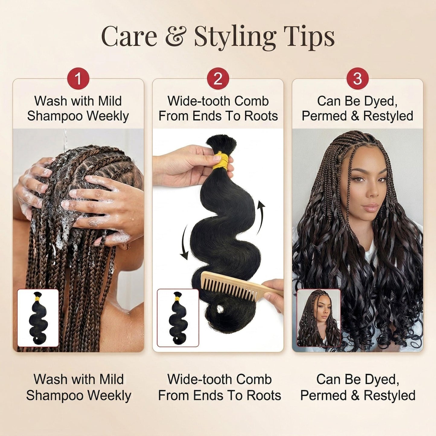 Virgin Body Wave Bulk Human Braiding Hair Natural Color