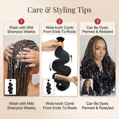 Virgin Body Wave Bulk Human Braiding Hair Natural Color
