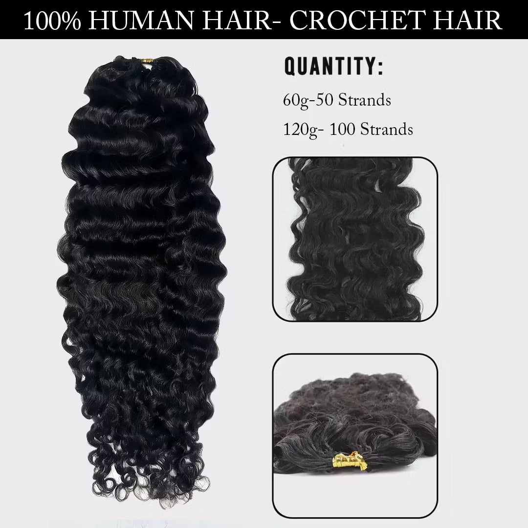 Water Wave Feathering Crochet Human Hair Extension