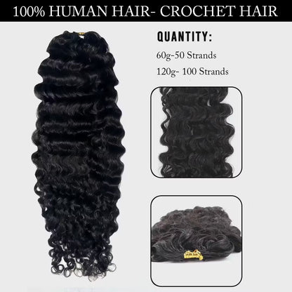 Water Wave Feathering Crochet Human Hair Extension