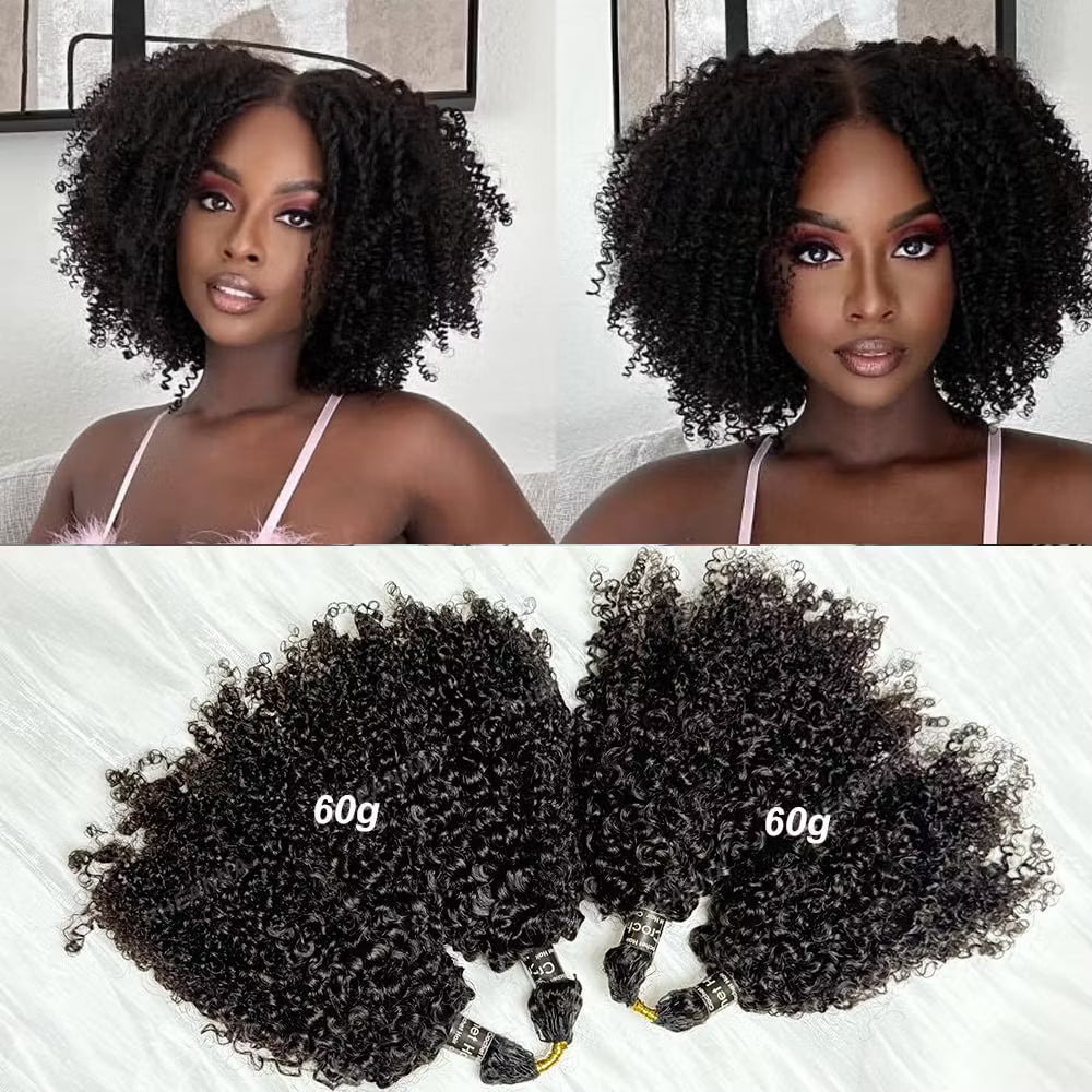Crochet Hair Kinky Curly Feather Human Hair Extension