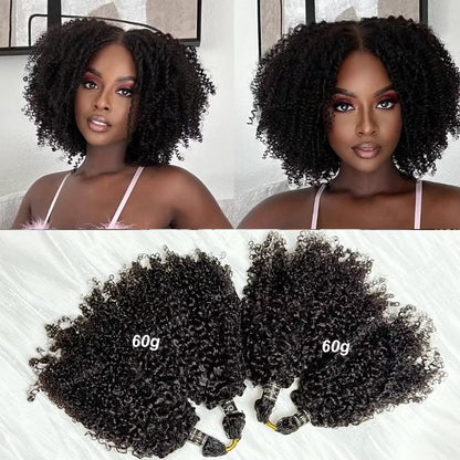 Crochet Hair Kinky Curly Feather Human Hair Extension