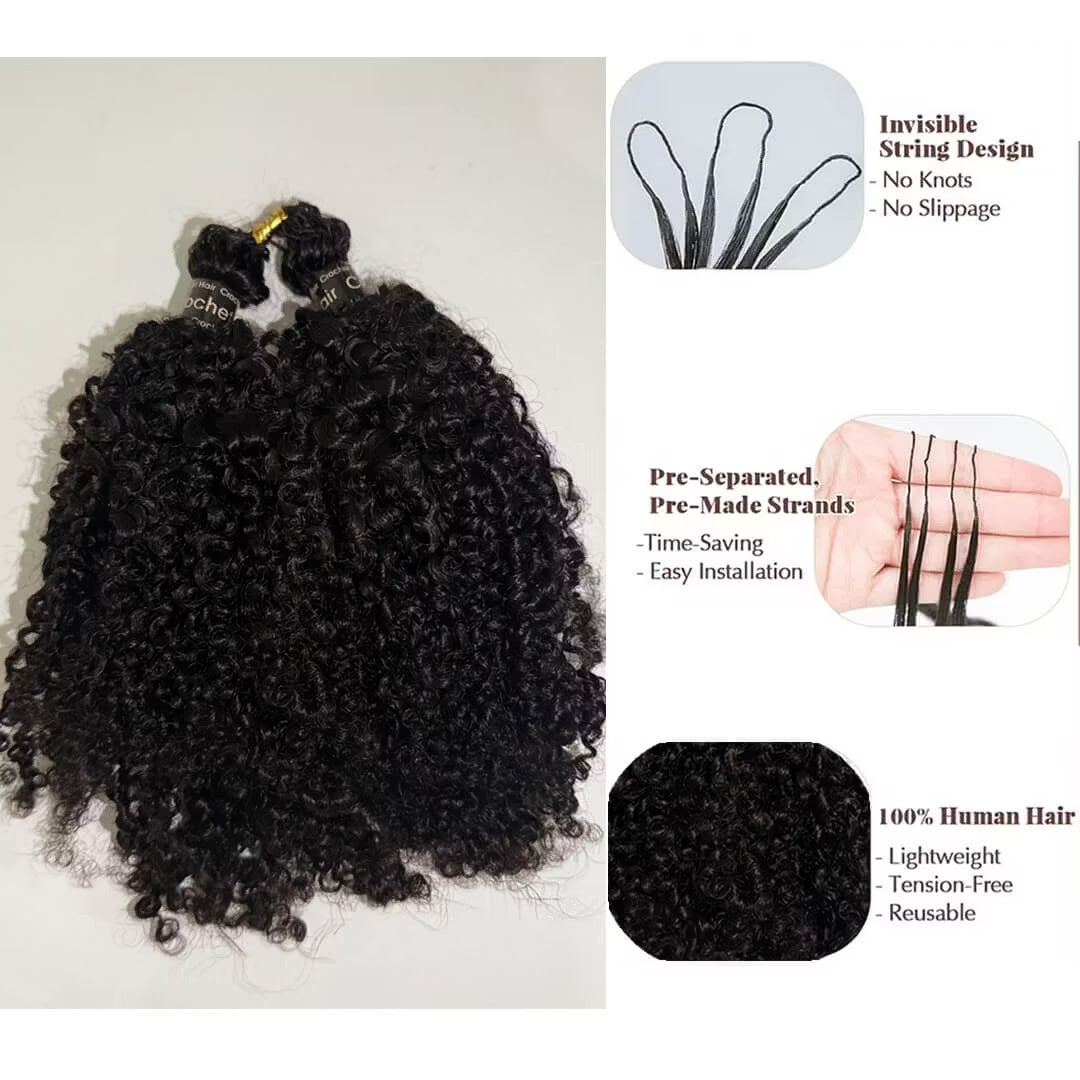 Crochet Hair Kinky Curly Feather Human Hair Extension