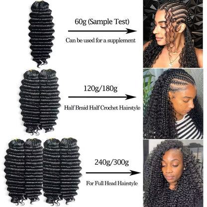 Deep Wave Crochet Human Hair for Boho Braids Extension
