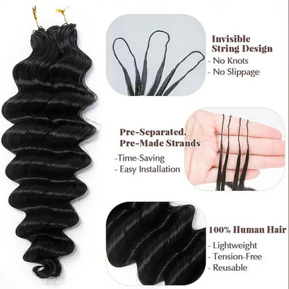 Deep Wave Crochet Human Hair for Boho Braids Extension