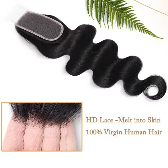 2x6 HD Body Wave Virgin Hair Free Deep Part Lace Closure