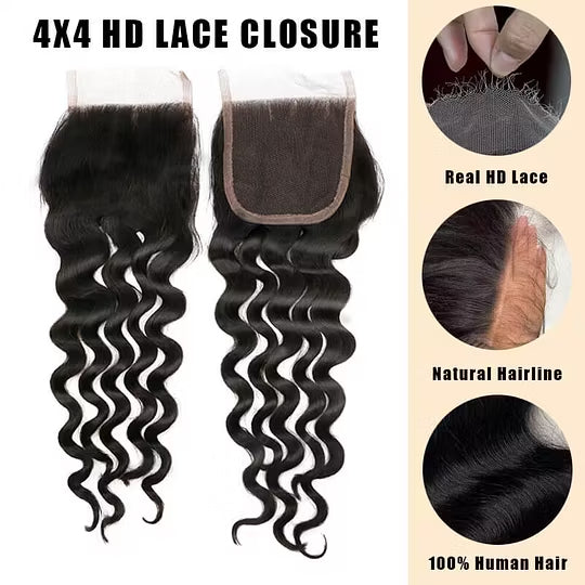 4x4 5x5 6x6 HD Natural Wave Lace Closure Virgin Hair Natural Color