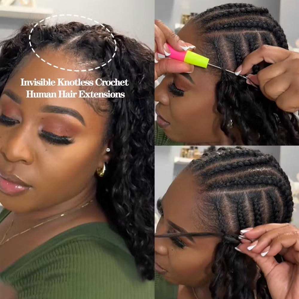 Deep Curly Knotless Pre-Separated Crochet Hair Extensions