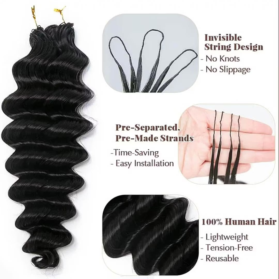 Deep Curly Knotless Pre-Separated Crochet Hair Extensions