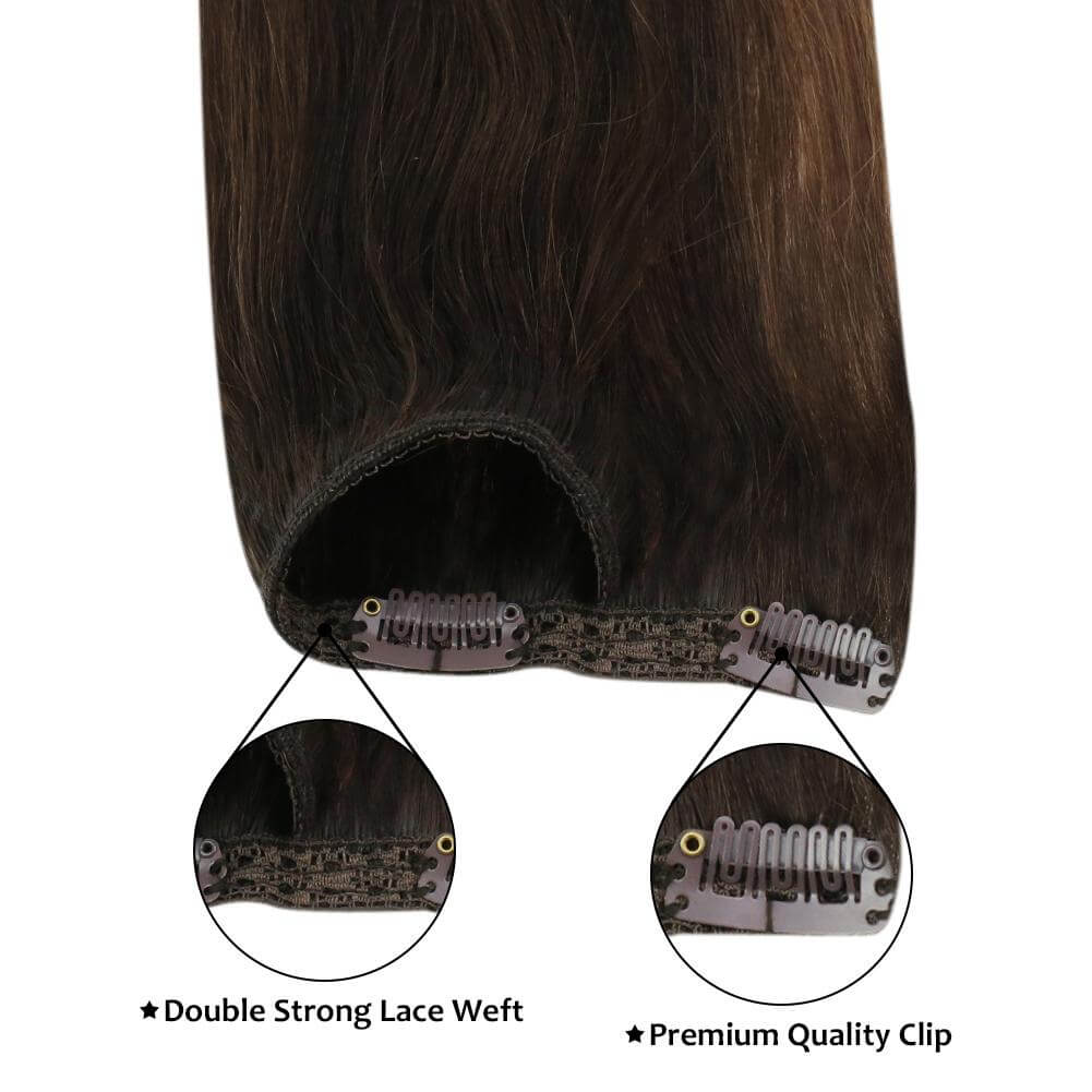 Remy Clip In Human Hair Extensions Soft Hair Balayage Color(#2/6/2)