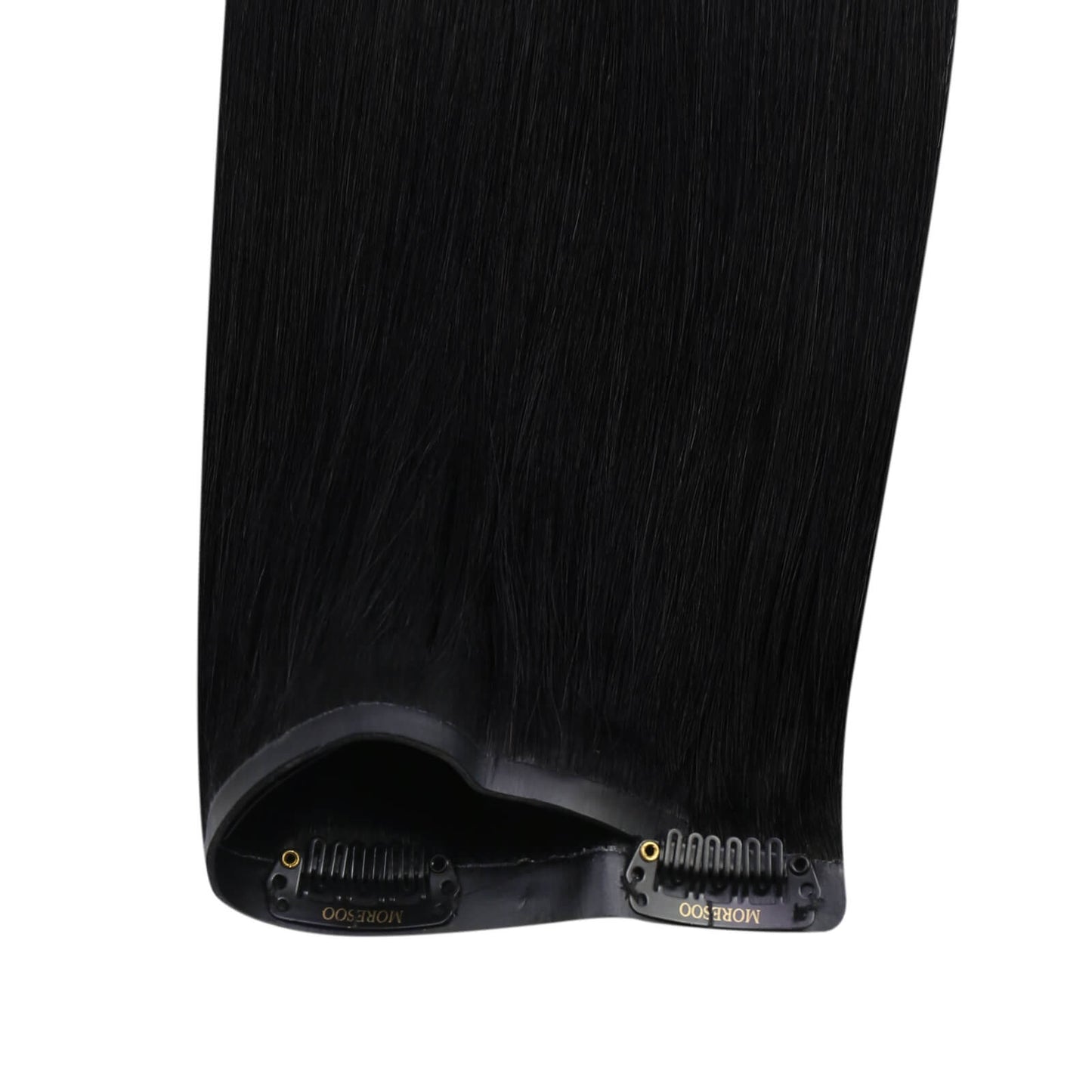 Remy PU Seamless Clip Ins Jet Black Silky Brazilian Human Hair Extensions (#1)
