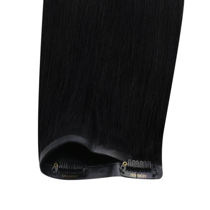 Remy PU Seamless Clip Ins Jet Black Silky Brazilian Human Hair Extensions (#1)