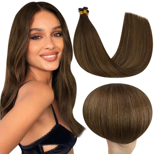 Virgin Invisible Genius Weft Human Hair Extensions Balayage Brown (#DU)