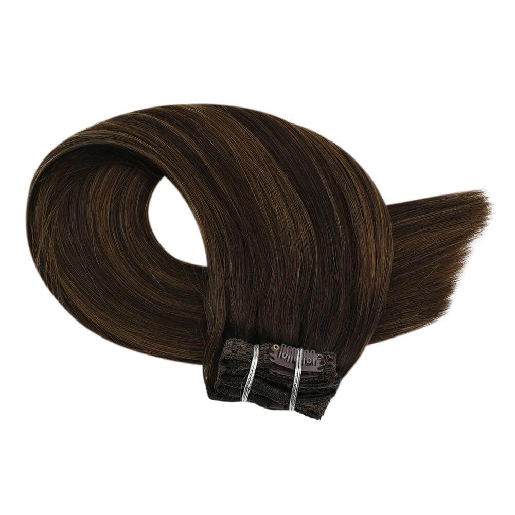 Remy Clip In Human Hair Extensions Soft Hair Balayage Color(#2/6/2)
