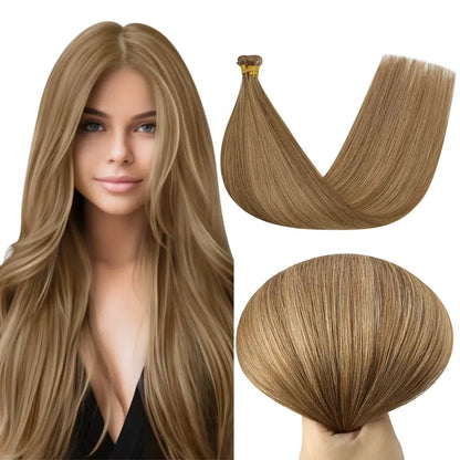 [New]Virgin Invisible Genius Weft Brazilian Human Hair Bundles Chestnut Brown(#P6/10)
