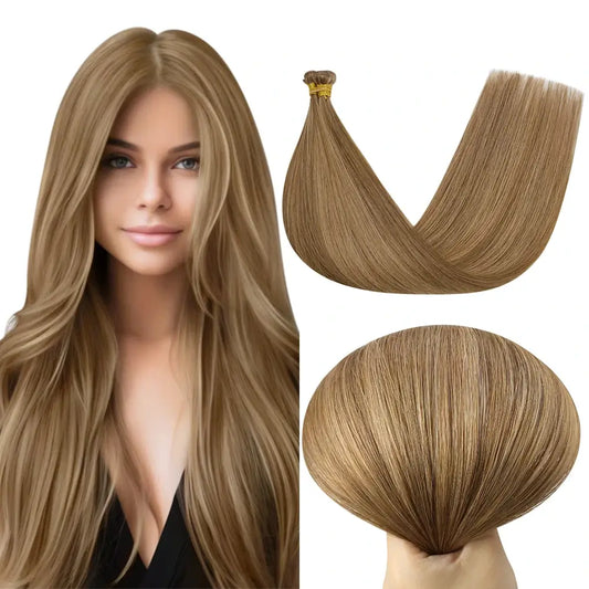 [New]Virgin Invisible Genius Weft Brazilian Human Hair Bundles Chestnut Brown(#P6/10)
