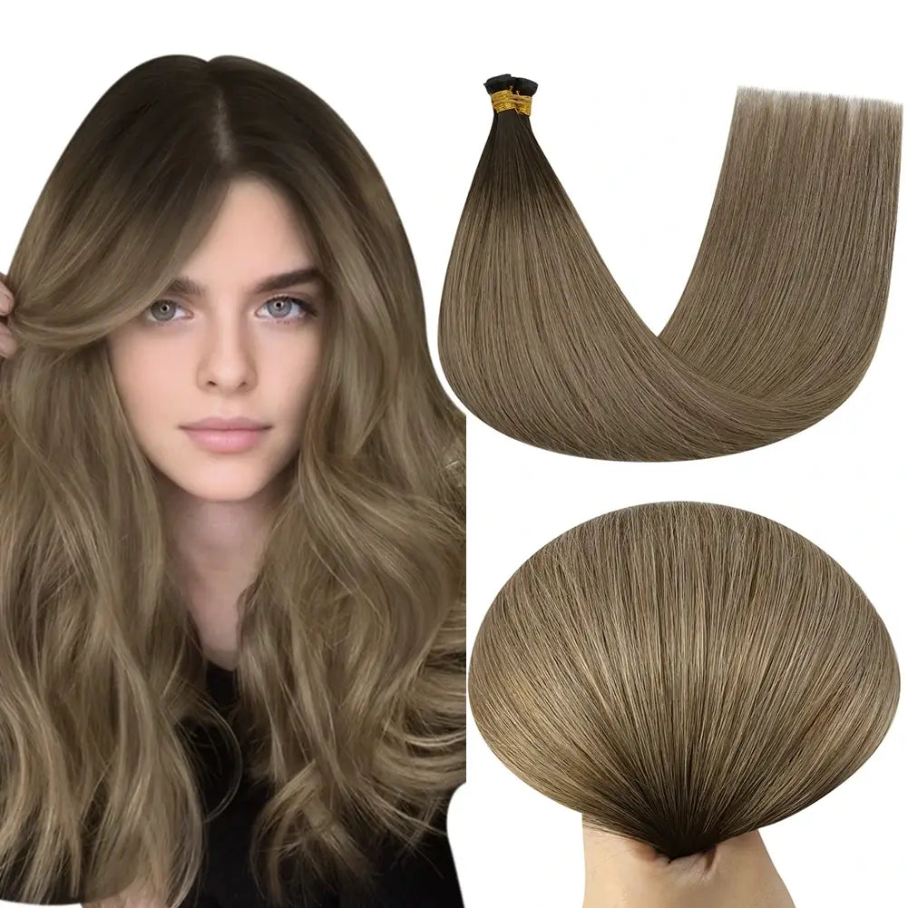 [New] Virgin Invisible Genius Weft Brazilian Human Hair Bundles Brown (#R2/DXB/18)