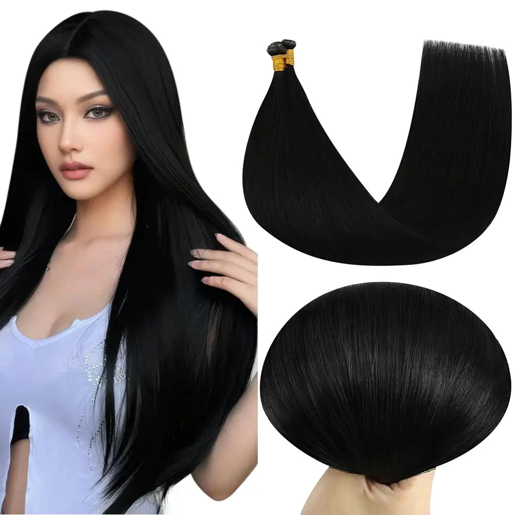 Virgin Invisible Genius Weft Hair Extensions Human Hair Bundles Jet Black (#1)