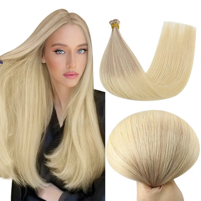 Virgin Invisible Genius Weft Hair Extensions Human Hair Bundles Balayage Blonde (#18/22/60)