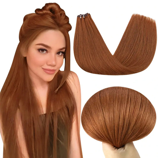 [New]Virgin Invisible Genius Weft Hair Extensions Human Hair Bundles Copper Color (#33)