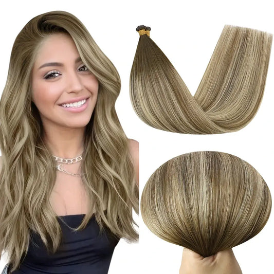[New]Virgin Invisible Genius Weft Hair Extensions Human Hair Bundles Ombre Brown (#4/8/27/4)