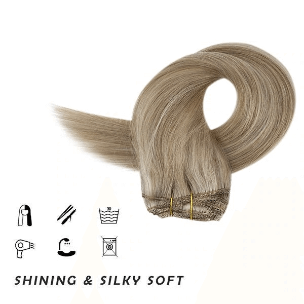 Remy Clip In Human Hair Extensions Moresoo Straight Highlight Piano Color(#P16/22)