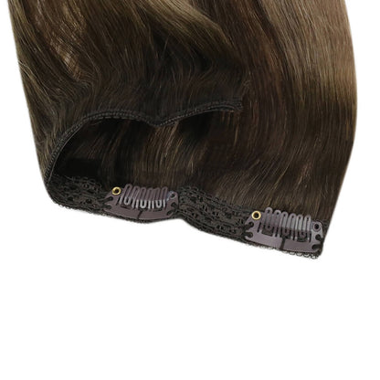 Remy Real Clip In Human hair Extensions Balayage Color (#4/27/4)