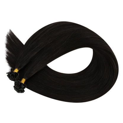 Virgin K Tip Keratin Hair Extensions Real Human Hair Natural Black #1b