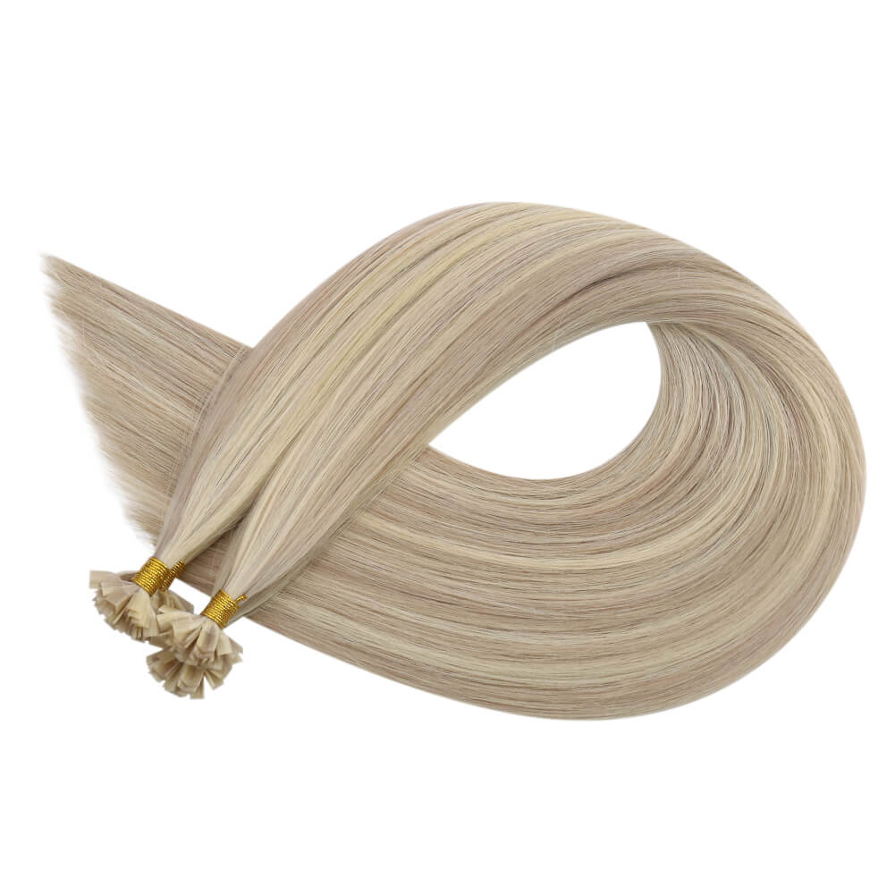K Tip Virgin Human Hair Extensions Highlight Color #P18/613