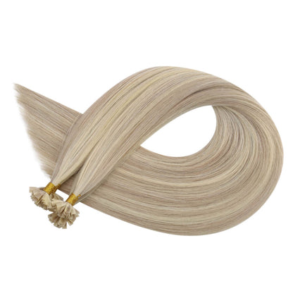 K Tip Virgin Human Hair Extensions Highlight Color #P18/613