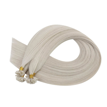 Virgin K Tip Hair Straight Human Hair Extensions White Blonde #1000