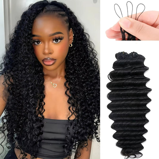 Deep Curly Crochet Human Hair, Miracle Knots Friendly for Boho Braids-60g ( 50 Strands )