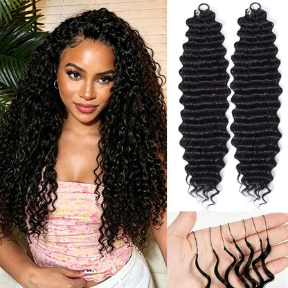 Deep Curly Feather Crochet Hair Pre-Separated Knotless Braids-120g ( 100 Strands )