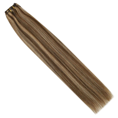 Clip in Hair Extensions Real Remy Human Straight Highlight Color (#P4/27)