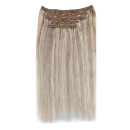 Remy Full Head Clip In Human Hair Extensions Highlight Blonde(#18/613)