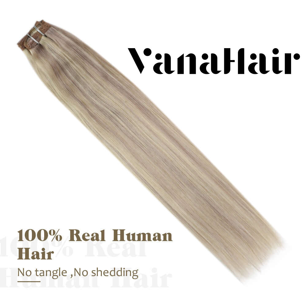 Remy Full Head Clip In Human Hair Extensions Highlight Blonde(#18/613)