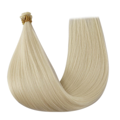 Human Hair Bundles Virgin Invisible Genius Weft Hair Extensions White Blonde (#1000)