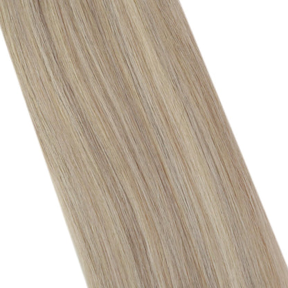 PU Seamless Clip Ins Remy Human Hair Highlight Blonde (#P18/613)